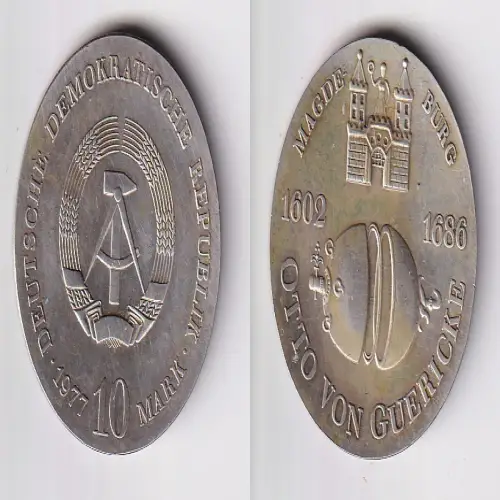 DDR Gedenk Münze 10 Mark Otto von Guericke 1977 vorzüglich (170058)