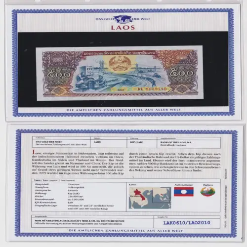 500 Kip Banknote Laos 1988 kassenfrisch UNC (170006)