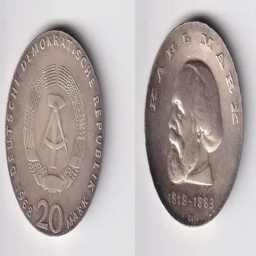 DDR Gedenk Münze 20 Mark Karl Marx 1968 Stempelglanz (170665)