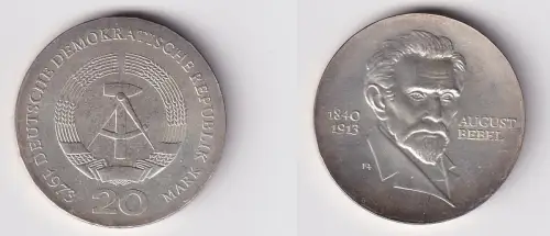 DDR Gedenk Münze 20 Mark August Bebel 1973 Silber (170365)