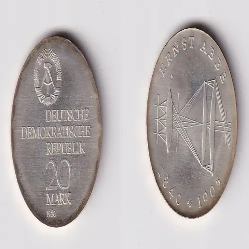 DDR Gedenk Münze 20 Mark Ernst Abbe 1840-1905, 1980 (170031)