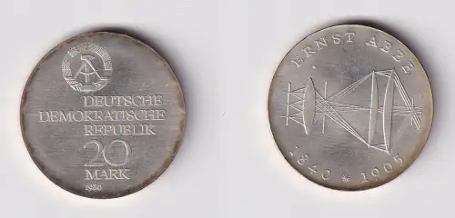 DDR Gedenk Münze 20 Mark Ernst Abbe 1840-1905, 1980 (170031)