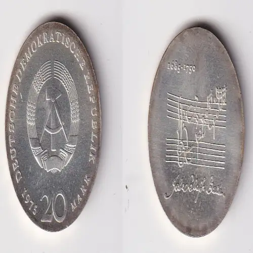 DDR Gedenk Münze 20 Mark Johann Sebastian Bach Silber Stempelglanz (170187)