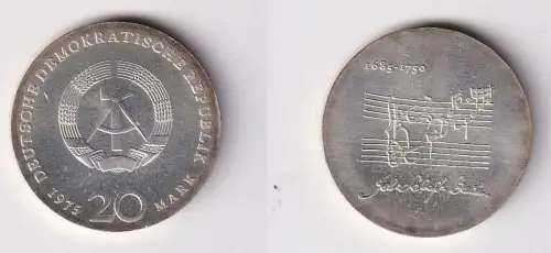 DDR Gedenk Münze 20 Mark Johann Sebastian Bach Silber Stempelglanz (170187)