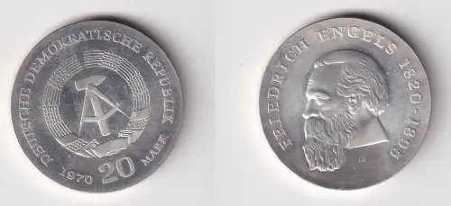 DDR Gedenk Münze 20 Mark Friedrich Engels 1970 Silber Stempelglanz (170117)