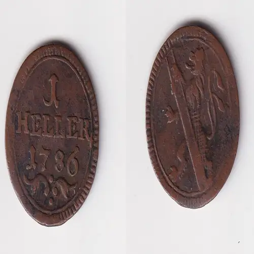 1 Heller Münze Stadt Bamberg 1786 ss (170301)