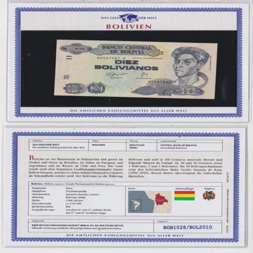 10 Bolivianos Banknote Bolivien Bolivia 1986 kassenfrisch UNC (170011)