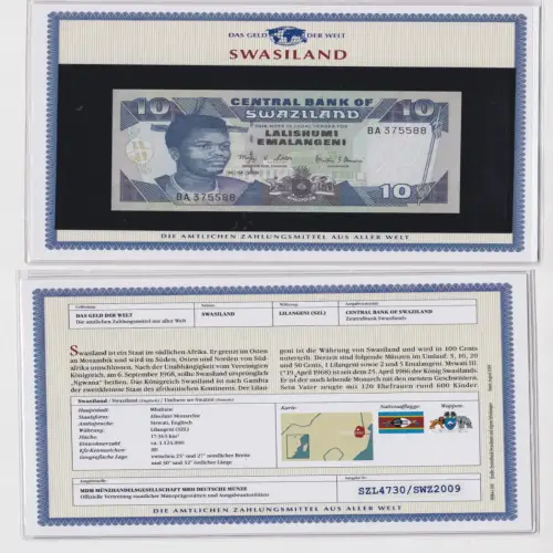 10 Emalangeni Banknote Swasiland Swaziland Eswati 2000 kassenfrisch UNC (170090)
