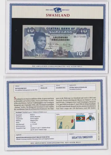 10 Emalangeni Banknote Swasiland Swaziland Eswati 2000 kassenfrisch UNC (170090)