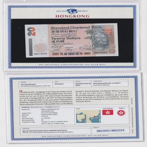 20 Dollar Banknote Hongkong 2002 kassenfrisch UNC (170691)