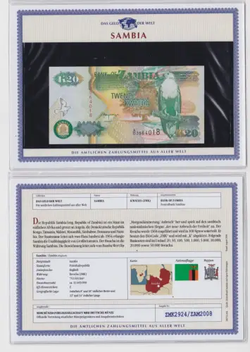 20 Kwacha Banknote Sambia Zambia 1992 kassenfrisch UNC (170370)