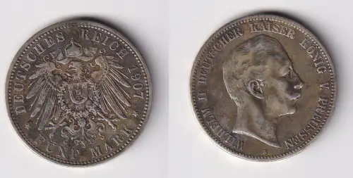 5 Mark Silbermünze Preussen Wilhelm II 1907 A Jäger 104  (170274)