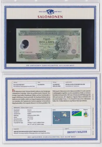2 Dollar Banknote Salomonen Salomon Island kassenfrisch UNC (170138)