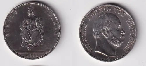 schöne Silber Münze 1 Siegestaler Preussen 1871 ss/vz (170074)