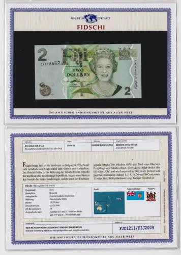 2 Dollar Banknote Fidschi Fiji kassenfrisch UNC (170683)