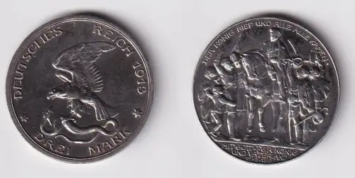 3 Mark Silber Münze Preussen "Der König rief und alle, alle kamen" 1913 (170041)