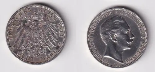 3 Mark Silbermünze Preussen Kaiser Wilhelm II 1912 A Jäger 103 ss (170088)