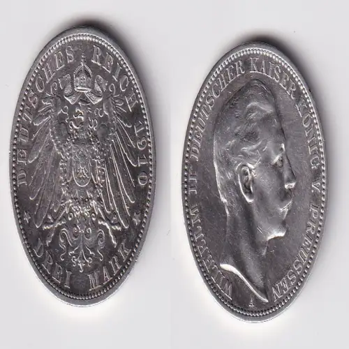 3 Mark Silbermünze Preussen Kaiser Wilhelm II 1910 A Jäger 103 ss (170459)