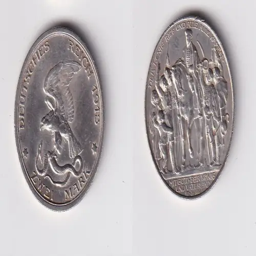 2 Mark Silbermünze Preussen Der König rief .... 1913 Jäger 109 f.vz (170599)