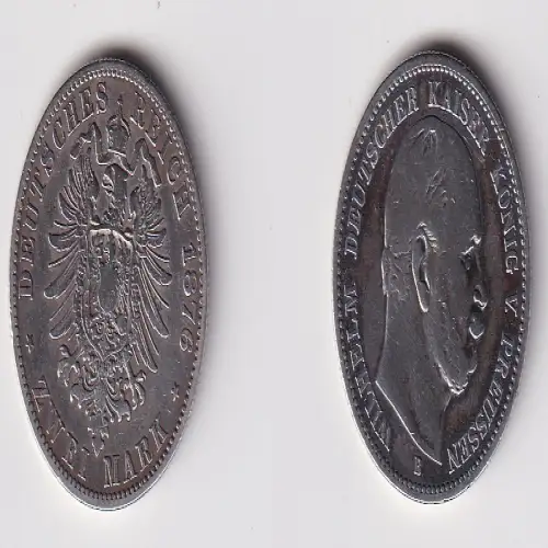 2 Mark Silbermünze Preussen Kaiser Wilhelm I. 1876 B Jäger 96 s/ss (170085)