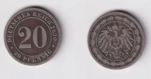 20 Pfennig Nickel Münze Deutsches Reich 1890 E Jäger 14 f.ss (169047)