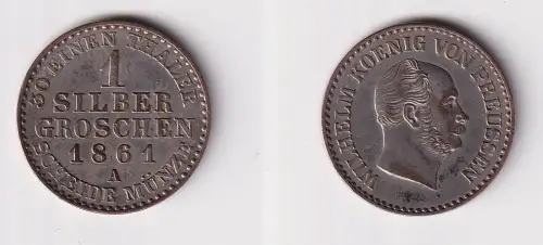 1 Silbergroschen Münze Preussen Wilhelm I. 1861 A ss+ (170037)