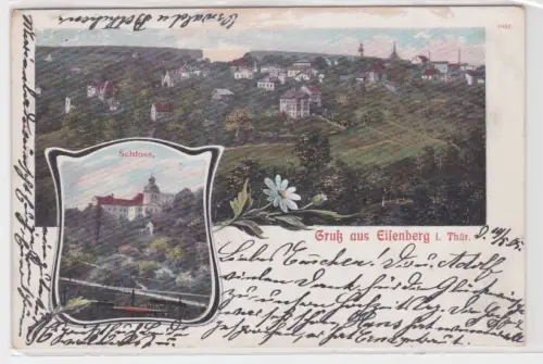 908031 Lithographie Ak Gruss aus Eisenberg - Totalansicht, Schloss 1905