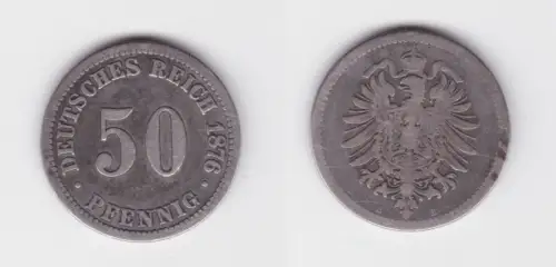 50 Pfennig Silber Münze Kaiserreich 1876 B s/f.ss (167308)