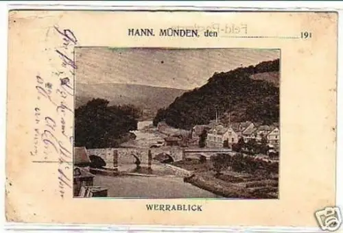 25175 Feldpost Ak Hann. Münden Werrablick 1915