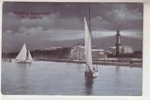 52011 Ak Ostseebad Warnemünde am Leuchtturm 1912