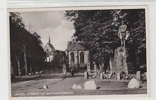 37794 Ak Norden Luigerikirche und Bismarckdenkmal 1940