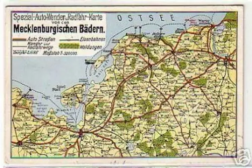 08893 Ak Wanderkarte Mecklenburgische Bäder 1937