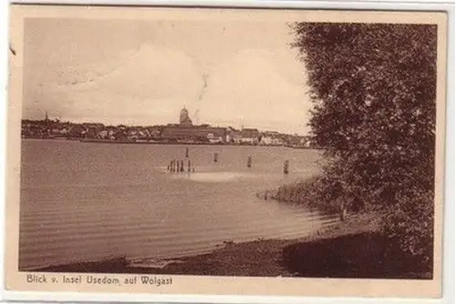 59250 Ak Blick von Insel Usedom auf Wolgast 1928