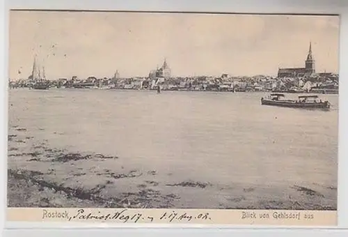 65945 Ak Rostock Blick von Gehlsdorf aus 1908
