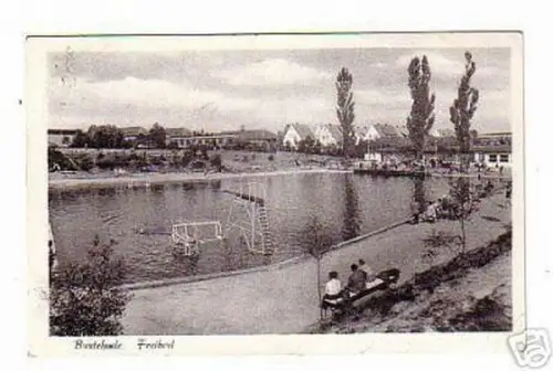 02864 Ak Buxtehude Freibad mit Sprungturm 1960