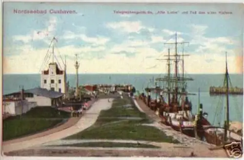 07355 Ak Nordseebad Cuxhaven Telegraphengebäude 1913