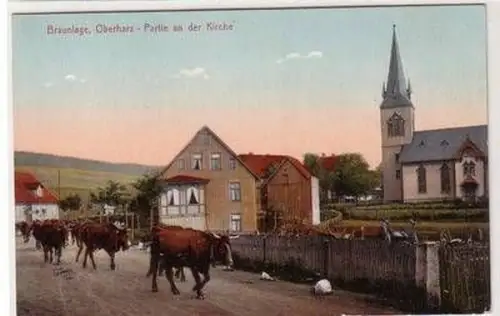 56287 Ak Braunlage Oberharz Partie an der Kirche um 1910