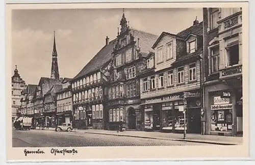 61663 Ak Hameln Osterstrasse mit Geschäften um 1940