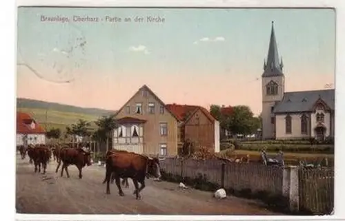57074 Ak Braunlage Oberharz Partie an der Kirche 1912