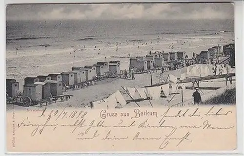 62557 Ak Gruß aus Borkum Strand mit Herrenbad 1898