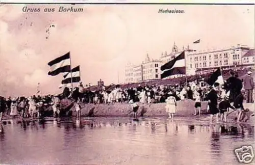 14008 Ak Gruß aus Borkum Hochsaison 1906