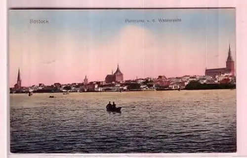 44774 Ak Rostock Panorama v.d. Wasserseite 1911