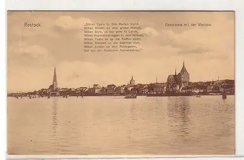 61184 Ak Rostock Panorama mit der Warnow 1910