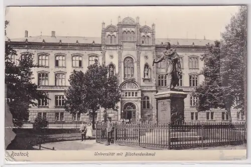 25068 Ak Rostock Universität mit Blücherdenkmal 1906
