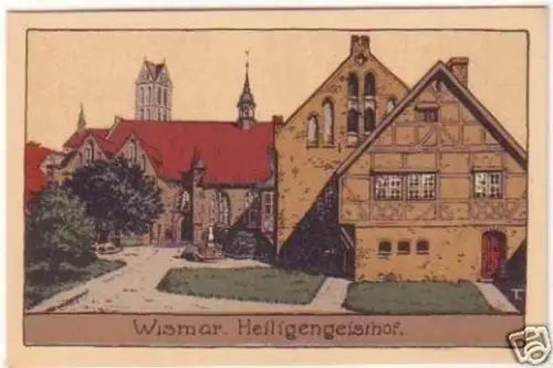 47018 Künstler Ak Wismar Heiligengeisthof um 1930