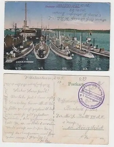 64629 Feldpost Ak Deutsche Unterseeboots Flotille II. Matrosen Division 1917