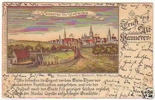15737 Ak Gruss aus Alt Hannover im Jahre 1313 von 1898