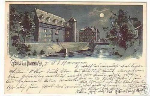 08797 Mondscheinkarte Gruß aus Hannover 1899