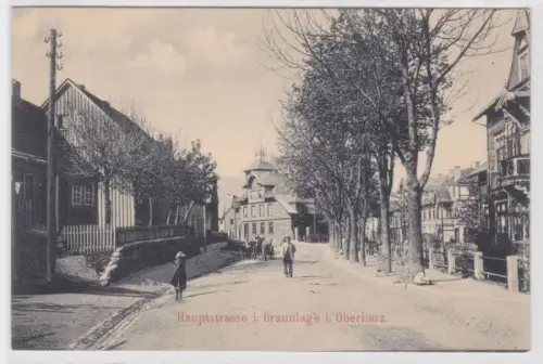 95317 Ak Braunlage im Oberharz - Partie an Hauptstraße mit Postamt 1906