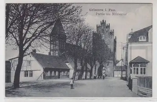 56147 Ak Grimmen in Pommern Partie am Mühlentor um 1930